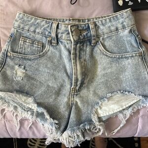 Denim Frayed Hem Women Shorts